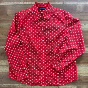 Jones New York Red Geometric Floral Women’s Shirt